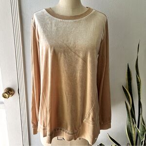 Easel• Gold Bias-Cut Hem Velour Sweatshirt•sz S/M/L